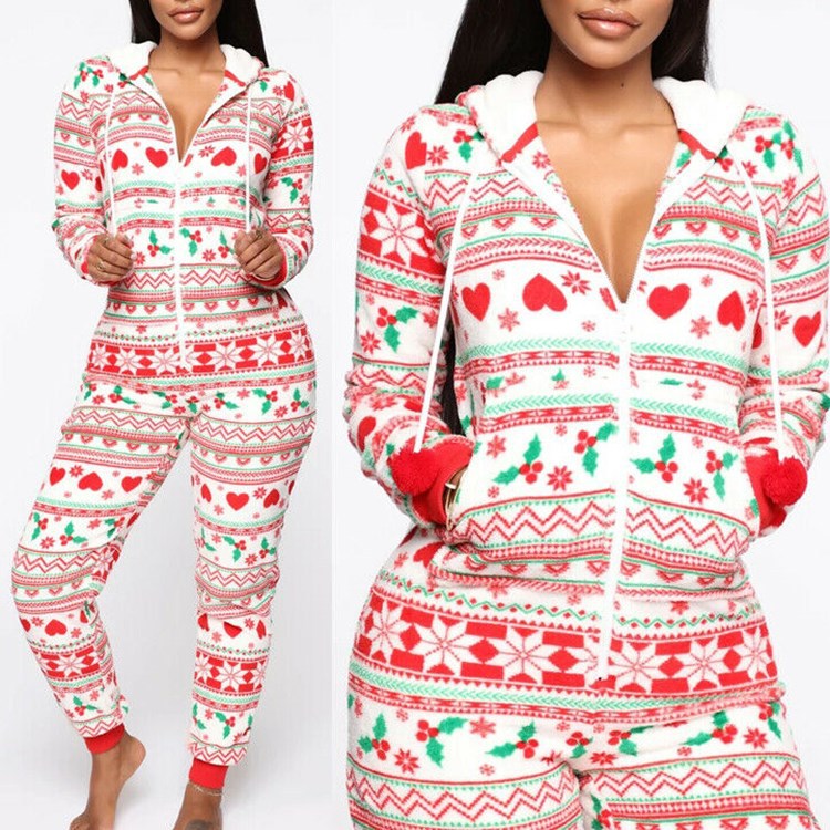 Hooded Plush Holiday Pajama Set, view 4