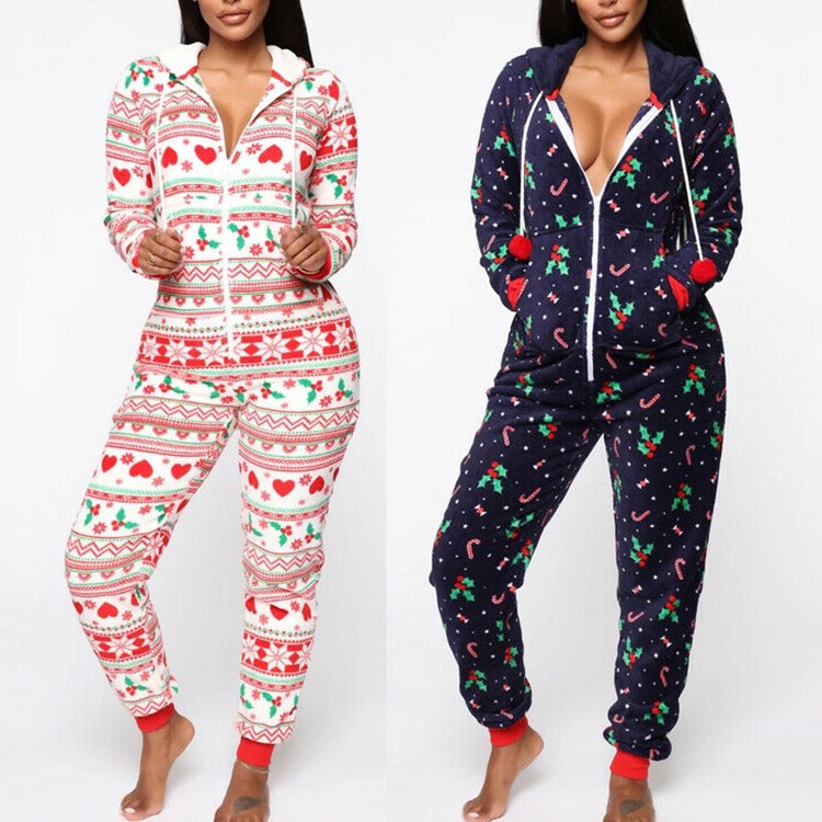 Hooded Plush Holiday Pajama Set, view 2