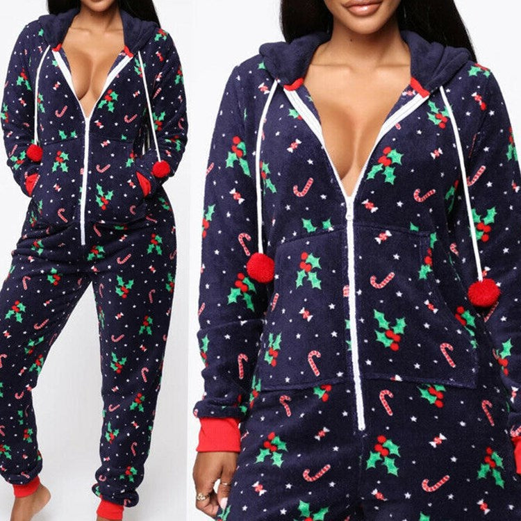 Hooded Plush Holiday Pajama Set, view 3