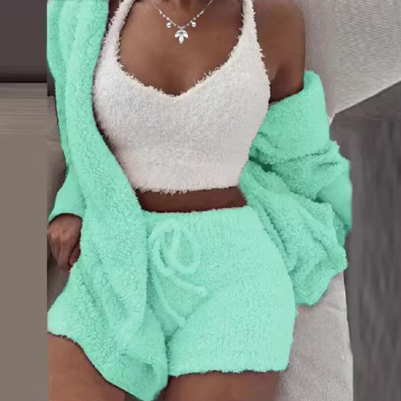 Women's Plush Three-Piece Pajama Set by Carolina Salinas Designs