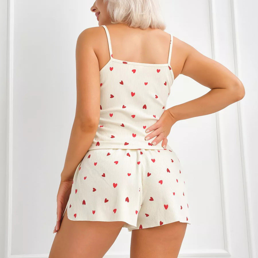 Heart Print Camisole Pajama Set, view 6