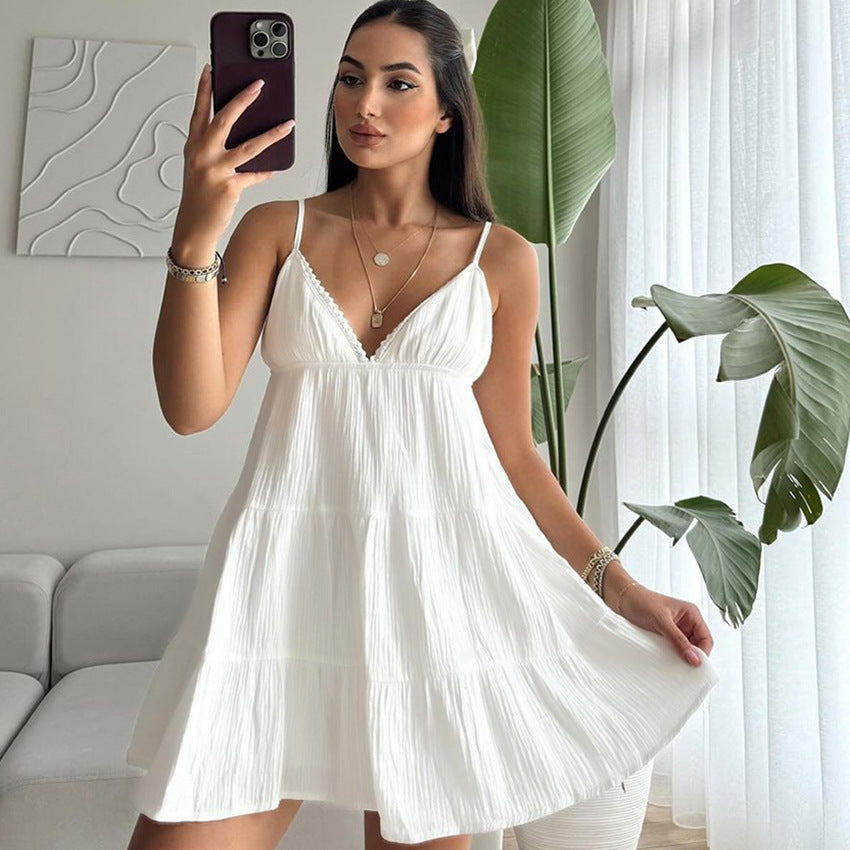Women's Lace V-Neck Nightgown by Carolina Salinas Designs