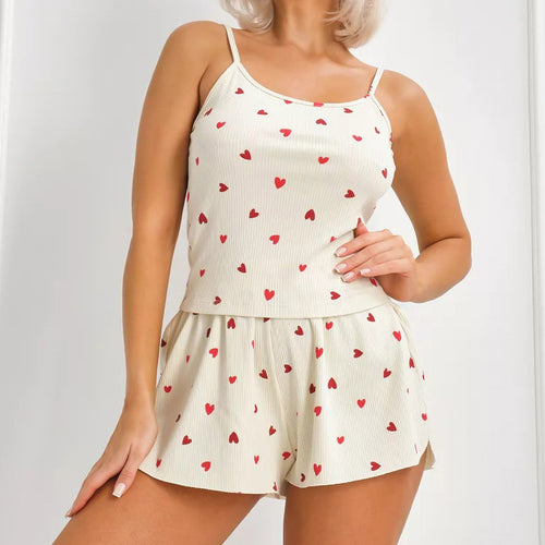 Women's Heart Print Camisole Pajama Set by Carolina Salinas Designs