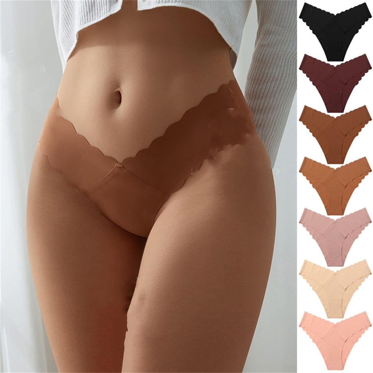 Women's Wave Lace Seamless Brief 7-Pack, ice silk by Carolina Salinas Designs